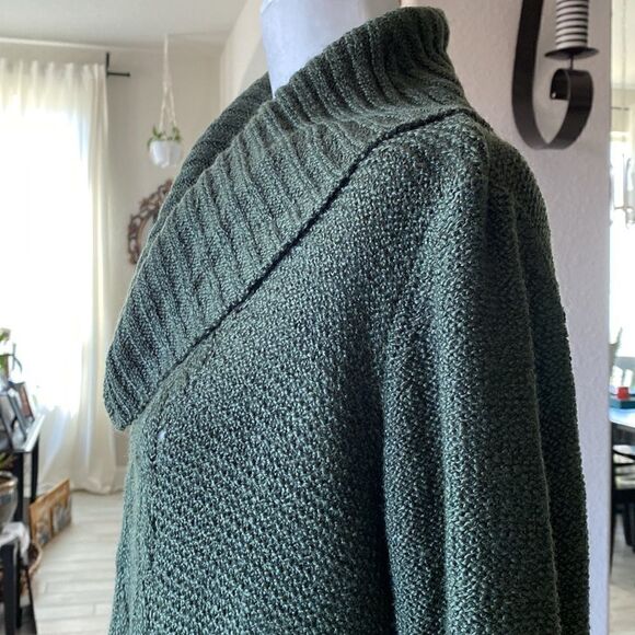 NWOT By Design Green Long Sleeve Knitted Turtle Neck Pull Over Top L Earthy - Picture 6 of 6